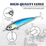 Striper Style Twitchbait Fishing Lure - Slow Sink with Premium Thick Wire Hooks, Realistic 3D Eyes for Saltwater Fishing Striped Bass and Game Fish