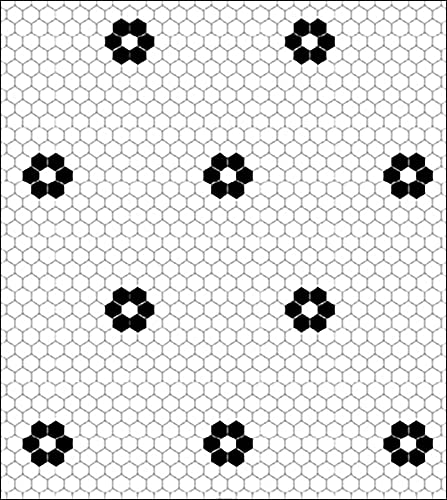 Itsy Bitsy Mini Black and White Hexagon Flower Tile Dollhouse Flooring Wallpaper 1:12 Scale Peel and Stick 12In x 18In Self-Adhesive, SF-O-WAL1597-PS-L