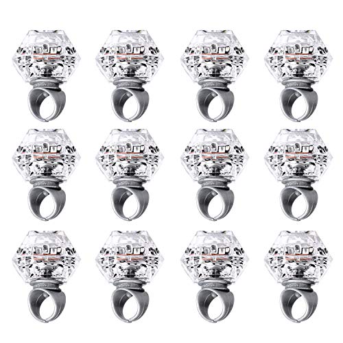 Konsait Flashing Led Light up Rings Bachelorette Party Favors Toys Grow in The Dark Party Suppiles Diamond Bling Rings for Birthday Weddings Bridal Shower Decorations (13pcs)