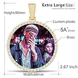 YIMERAIRE Big Picture Necklace Personalized Photo Jewelry Necklace Oversize Pendant with Chain Iced Out Custom Photo Necklaces Memory Chain Necklce Customized Picture for Men Women