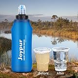 Joypur Foldable Squeeze Filtered Water Bottle - BPA Free Reusable 600-1000ml Lightweight Leak-Proof Silicone Water Bottle - Designed for Outdoor Hiking, Camping, Gym and Backpacking