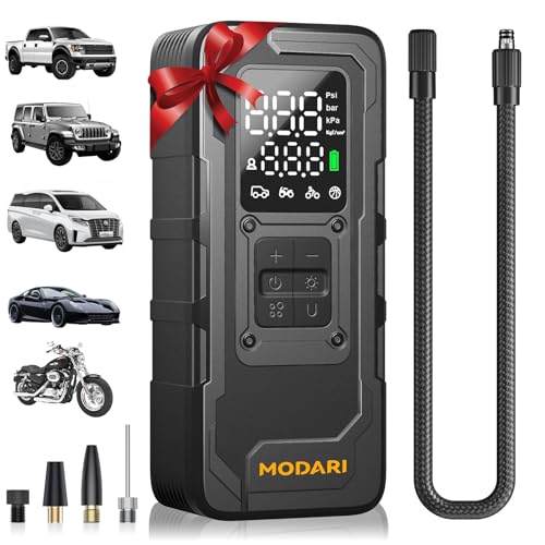 MODARI Tire Inflator Portable Air Compressor - 4X Faster 160 PSI Air Pump for Car Tires - Wireless Car Tire Inflator with Pressure Gauge - Portable Tire Inflator for Car, Pickup, Motor and More