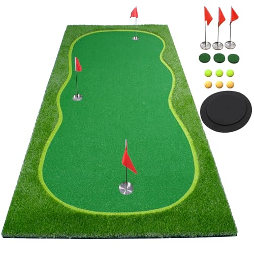 BOBURN Golf Putting Green/Mat-Golf Training Mat- Professional Golf Practice Mat- Green Long Challenging Putter for Indoor/Outdoor