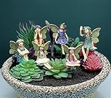 Dorlotou Fairy Garden Figurines 6pcs Miniature Fairies for Outdoor Garden Décor