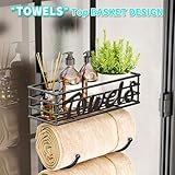 HapiRm 9-Tier Over The Door Towel Racks for Bathroom - Wall Mounted Towel Holder with Metal Shelf - Rolled Towel Organizer Door Hanging Towel Storage - Black