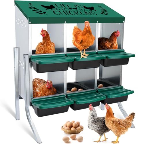 Tgeyd Nesting Boxes - 6 Holes for Laying Eggs - Chicken Brooder Box With Perch - Coops for Up to 24 Chickens