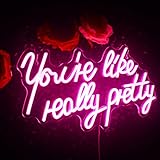 Lucunstar You're Like Really Pretty Neon Sign,Led Sign,Pink Led Neon Light for Wall Decor,Neon Signs for Wall Decor,Light Sign for Wedding,Dimmable Switch USB with Neon Sign for Bedroom,Home Decor