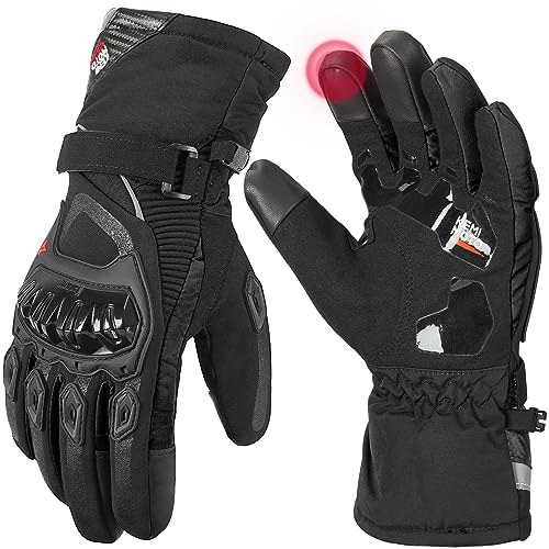 KEMIMOTO Winter Motorcycle Gloves, Rainproof Riding Gloves with Touchscreen for Riding, ATV, UTV, Snowmobile
