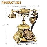 WICHEMI Vintage Phone Retro Rotary Dial Phone Landline Telephone Old Fashion Antique Phone Old School Telephones for Home Office Cafe Bar Star Hotel Decor (Golden)