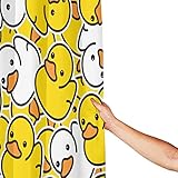 Fiokroo Cute Yellow Duck Shower Curtain 72x72in Waterproof Polyester Fabric Bath Curtain with 12 Hooks, Shower Curtains Sets for Home Bathroom Decor