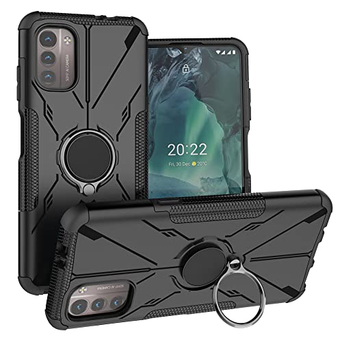 LiuShan Compatible with Nokia G11 case,Nokia G21 case,360° Rotation Ring Holder Kickstand Military Grade Shockproof Cover for Nokia G11 / Nokia G21 Smartphone(Not Applicable Nokia G10 / G20,Black