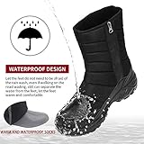 SILENTCARE Mens Winter Mid-Calf Snow Boot Fur Warm Waterproof Slip On Outdoor Athletic