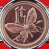 Papua New Guinea 1 Toea BU Uncirculated Coin Silver Plated Cuff Bangle Bracelet NEW - Butterfly