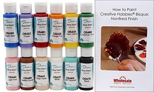 Creative Hobbies Duncan OSKIT-1 Acrylic Paint Set, 12 Popular Colors in 2 Ounce Bottles with Free How To Paint Ceramics Book