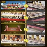 Titanic 3D Wooden Puzzles for Adults with LED Light, Home Decoration Titanic Model Kits for Adults, Sailboat Hobbies for Men, Christmas Birthday DIY Miniature Kit Gift for Adults Teens