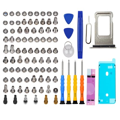 DARYCOM Repair Complete Screw Set 80 Pcs for iPhone 8 Plus 5.5" Repair Tool Kit 4 Screwdrivers Location Map 3 Tools Openers 1 Suction Cup Stickers for Battery & Screen Sim-tray and Sim Opener White