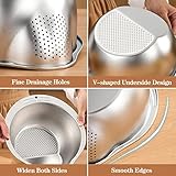 Rice Washer Strainer Bowl - 4-in-1 Washing Bowl for Quinoa, Stainless Steel Rinser With Side Drainers Small Colander for Cleaning Fruits, Vegetables, and Beans - Versatile Kitchen Tool