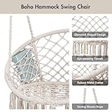 ANOW Macrame Hammock Chair with Stand, Heavy Duty Hanging Chair Stand with Swing Chair, Includes Luxury Padded Cushion, Max 330 Lbs, Natural