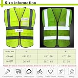 JenPen 10 Pieces Reflective Safety Vests with Pockets and Zipper, High Visibility Mesh Construction Vest for Men Women(L,Green)