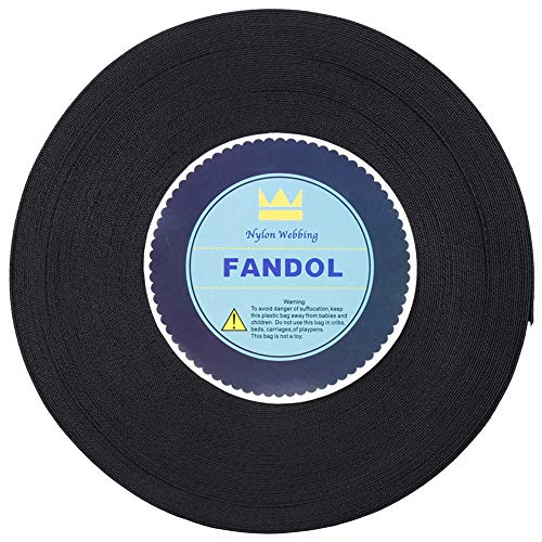 FANDOL Nylon Webbing - Heavy Duty Strapping for Crafting Pet Collars, Shoulder Straps, Slings, Pull Handles - Repairing Furniture, Gardening, Outdoor Gear & More (1 inch x 50 Yards, Black)