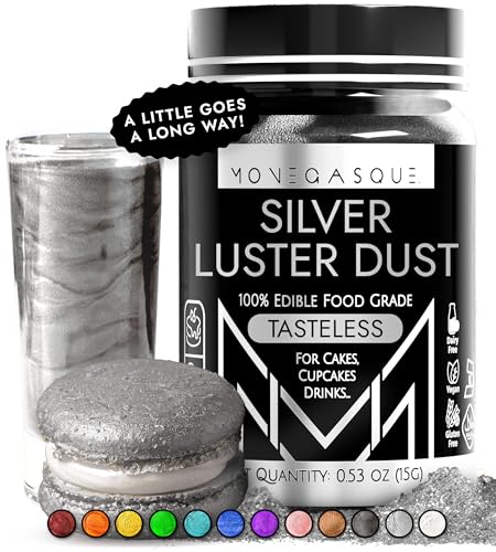 MONÉGASQUE Silver Edible Glitter for Drinks 15g – Edible Glitter for Cakes & Cocktails - Silver Luster Dust for Cocktail, Cake Decorating, Food Decorations Spray - Drink Decorations Cocktail Shimmer