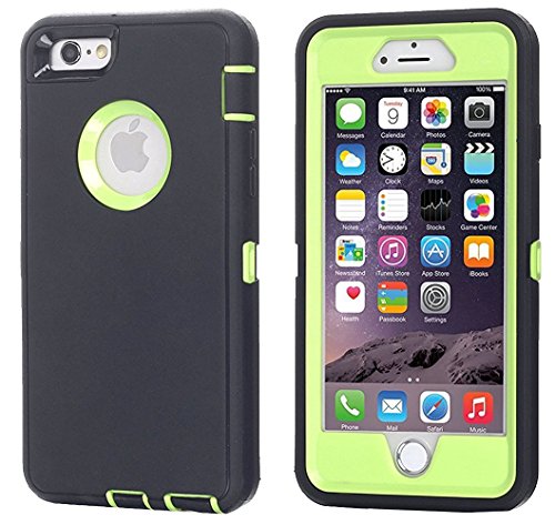 iPhone 6 Case, iPhone 6S Case [HEAVY DUTY] AICase® Built-in Screen Protector Tough 3 in 1 Rugged Shorkproof Cover for Apple iPhone 6/6S (Black/Green)