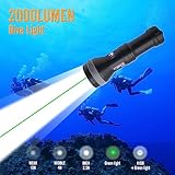 Nitescuba G20 Scuba Diving Signal Light 2000 Lumen Dive Torch LED Flashlight with 100M Long Range Green Beam and Rechargeable Battery for Underwater Cave Exploration Diving Training Instructor