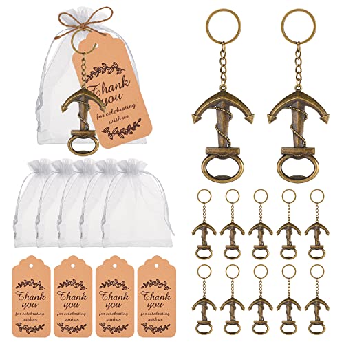 50pcs Anchor Keychain Bottle Opener Wedding Party Gift Decoration, Perfect for Birthday Party, Baby Shower Give Back Guest Gift, Nautical Themed Beer Opener Keychain