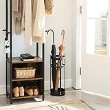 SONGMICS Umbrella Stand, Steel Round Umbrella Holder Rack, 7.7 x 7.7 x 21.7 Inches, with Detachable Drip Tray, for Entryway, Office, Stable, Assembly Required, Black ULUC28BK