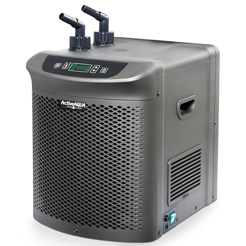 Active Aqua Hydroponic Water Chiller w/ Boost Function, 0.25 HP - Adjustable Cooling System for 40-92 Gallon Reservoirs, Pure Titanium Evaporator Cooler for Aquaponics, Cold Plunge Baths & Aquariums
