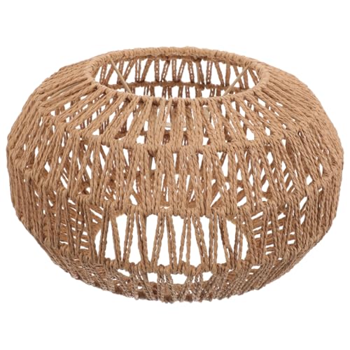Angoily Vintage Woven Paper Rope Hanging Light Cover, Round Lampshade for Dining Room, Tea Room, Hot Pot Restaurant, 11.81X11.81X7.08 Inches, Light Brown