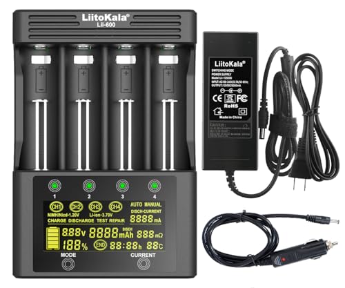 LiitoKala 3A Fast Battery Charger 18650 Battery Charger Smart Universal Charger LCD Display for Rechargeable Batteries 3A Fast Charging Touch Button LCD Display Test The Battery Capacity