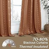 Lino Rosa Short Curtains for Windows Bedroom,Blackout Boho Bathroom Curtains Window Kitchen Curtains 45 Inch Length Terracotta