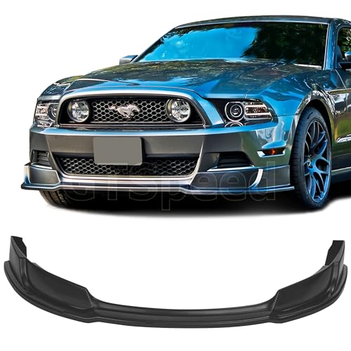 [GT-Speed] Compatible/Replacement for Front Bumper Lip, RTR Style PU Front Lip Spoiler Black, 2013 2014 Ford Mustang USDM (Not Compatible with Shelby/GT500 Bumper)