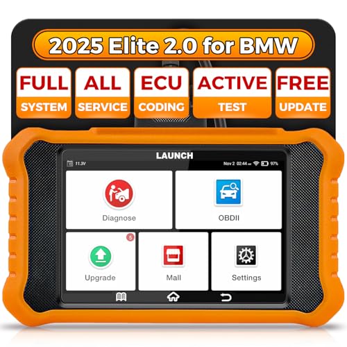 LAUNCH Creader Elite V2.0 for BMW OBD2 Scanner, Full System Diagnostic Bi-Directional Scan Tool, ECU Coding, All Services, Active Tests, Battery Registration Tool for BMW Mini RR, Lifetime Free Update