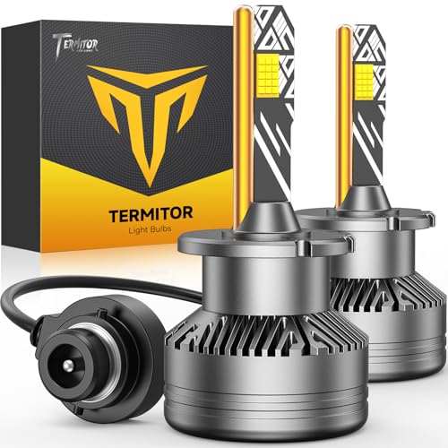 Termitor D2S D2R LED Bulbs, 𝟯𝟲,𝟬𝟬𝟬𝗟𝗠 𝟵𝟬𝟬% Brightness, 6500K Cool White, 1:1 D2S HID Bulb size, Plug and Play Xenon HID Replacement Bulbs, Pack of 2