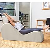 Avana Sleek Chaise Lounge for Yoga - Made in The USA - Great for Stretching, Relaxation, Exercise & More, 60D x 18W x 26H Inch, Beige