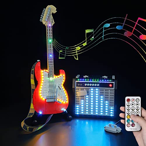 Kyglaring LED Lighting Kit Compatible with Lego Ideas 21329 Fender Stratocaster Guitar Building Kit - Only Led Light kit and Without Lego Model Set (RC Sound Version