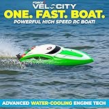 Force1 Velocity Green Fast RC Boat- Remote Control Boats for Adults and Kids, Underwater Speed Racing Mini RC Toy for Pools and Lakes, 2.4GHZ Transmitter, 2 Rechargeable Batteries, Low Battery Alert