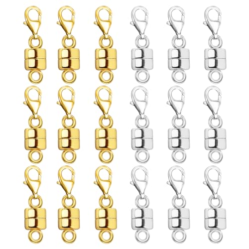 Qulltk Magnetic Necklace Clasp with Lobster Clasp 18K Gold and Silver Magnetic Jewelry Clasps for Necklaces Extender Bracelet Clasps and Closures