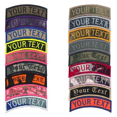 Custom Uniform Name Tape Rocker Patches Embroidered, 35 Plus Fabrics, Different Font Styles Available. 6 Sizes.