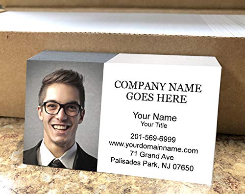 Custom Business Card with Picture or Logo, 2sides Printing, 16pt cover (350gsm-Thick paper), MADE IN U.S.A. (Matte Finishing, White)