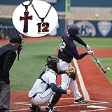 RWQIAN Baseball Necklace for Men Baseball Number Pendant Necklace Stainless Steel Men Baseball Cross Necklace and Number 10 Chain Set Jewelry Gift