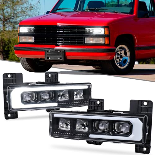 POVTOR NEW LED Headlights Assembly Upgrade 500% Brighter Projector Headlights with DRL Welcome Light Compatible with 1988-1998 Chevy GMC C/K 1500 2500 3500 Silverado Tahoe Suburban Yukon C10