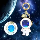 Illuminated astronaut key chain, Space Galaxy Planet, Gold Key chain, bag and wallet accessories