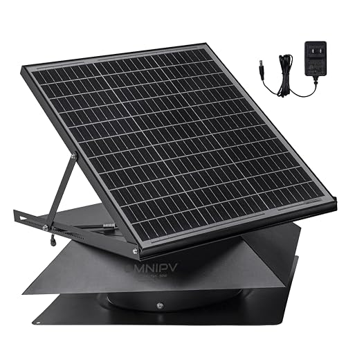 OmniPV Smart Solar Attic Fan Pro – USA Engineered with German Tech, 2850 CFM, 50W Solar Panel, 40-104℉ Thermostat, Cools up to 4000 ft². Weatherproof Roof Exhaust Vent Fan for Home, Greenhouse etc..