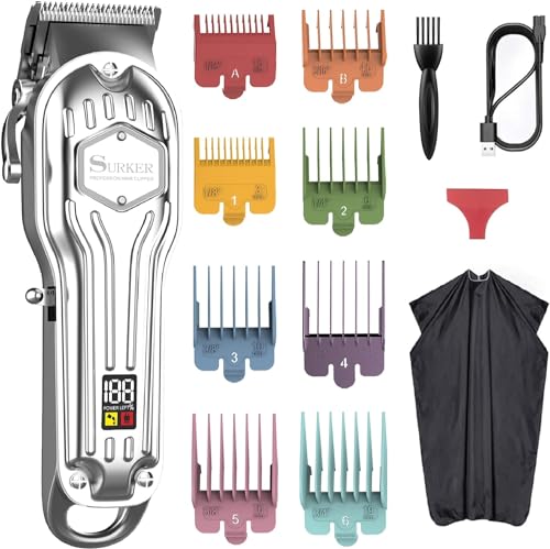 SURKER Mens Hair Clippers Cord Cordless Hair Trimmer Professional Haircut Kit for Men Rechargeable LED Display