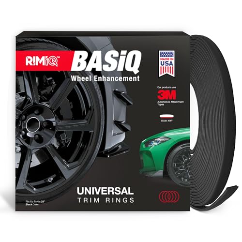 RIMiQ BASiQ 1/4" Universal Styling Trim - 26 Feet, 6 Colors, Flat Design, Easy to Apply with Premium 3M Tape, Made in USA - Versatile Rim Styling and Color Accent for Cars, Trucks, SUVs - Black