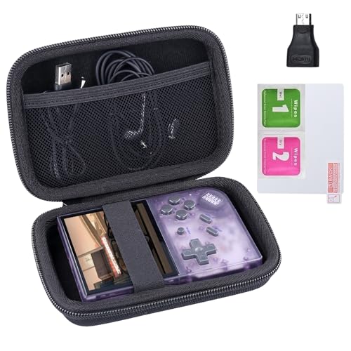 khanka Hard Travel Case Replacement for Anbernic RG35XX Plus /RG355XX / RG355XX Pro Retro Handheld Game Console,(Case Only + One Screen Protector + One HDMI Adapter)
