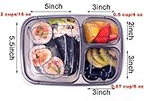 Youngever 7 Pack Bento Lunch Box, Meal Prep Containers, Reusable 3 Compartment Plastic Divided Food Storage Container Boxes